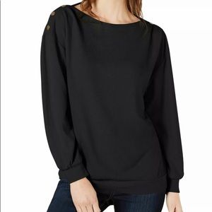 1 State Metallic Sweatshirt Rich Black